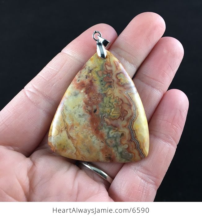 Triangle Shaped Orange Crazy Lace Agate Stone Jewelry Pendant - #gLUJmwS2orw-1